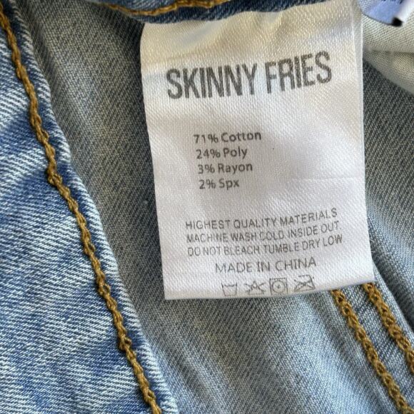 Skinny Fries Flare Jeans Womens Size 5 Hi Waist Distressed Retro 70s Grunge Boho - Picture 12 of 12